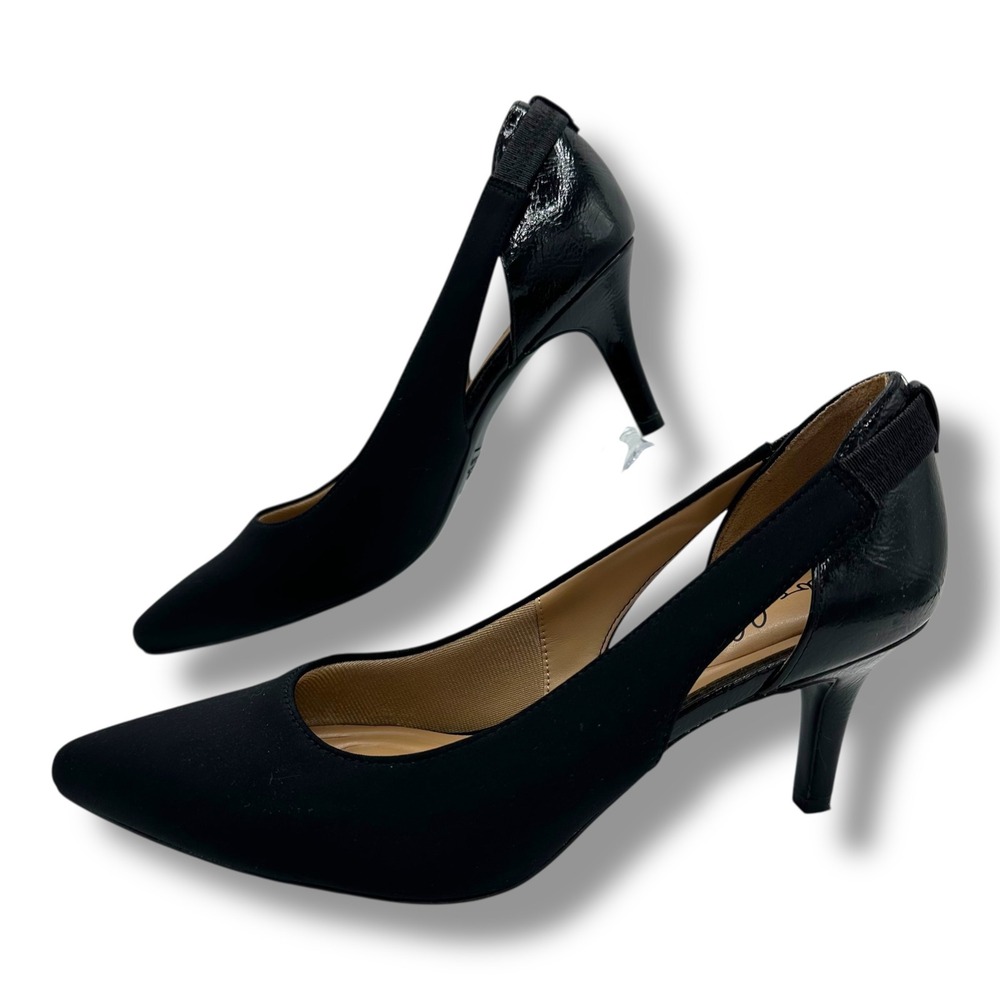 Abella Sealy Black Pointed Toe Mixed Media Comfort Pumps Heels‎ Womens 7.5M